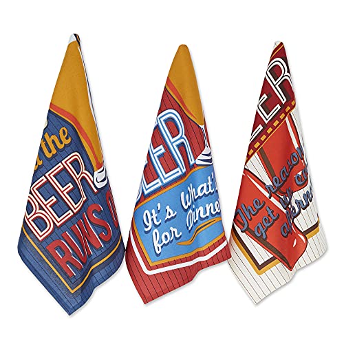 DII 5612 Verschiedene Drucke Geschirrtuch-Set, Baumwolle, Retro Beer von DII