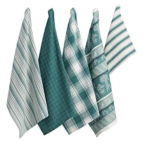 DII Assorted Pattern Kitchen Collection, Baumwolle, Nordsee, 18x28 Towels & 13x13 Dishcloth, 5 von DII
