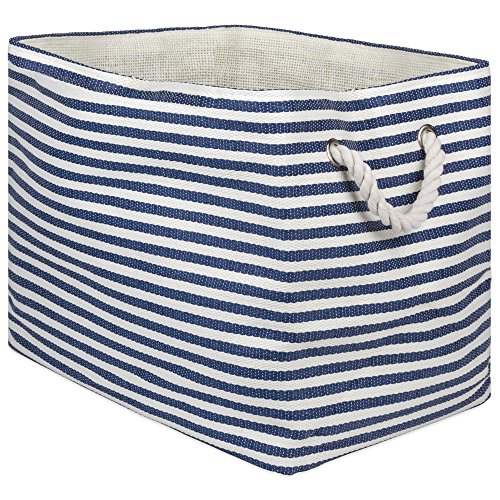 DII Aufbewahrungskorb aus gewebtem Papier, zusammenklappbar und praktisch Rechteck Large Rectangle Nautical Blue von DII