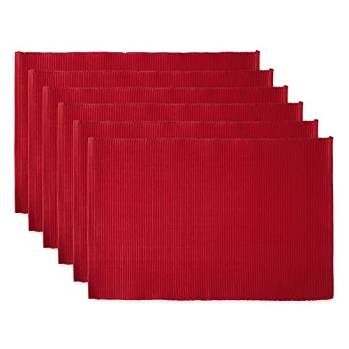 DII Basic Everyday Gerippte Tischset 100% Baumwolle Tischset 13x19 Tango Red 6-teilig von DII