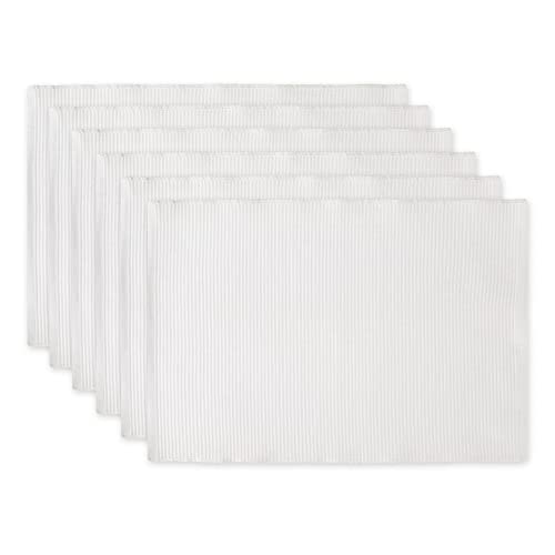 DII Basic Everyday Tischset aus 100% Baumwolle, gerippt, 33 x 48 cm, Weiß, 6 Stück von DII