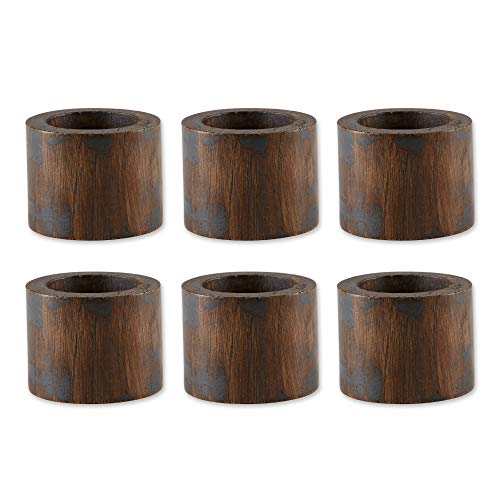 DII Basic Napkin Ring Collection Dekoratives Holz, Schwarzes Reib-Finish, Large Set, 6 von DII