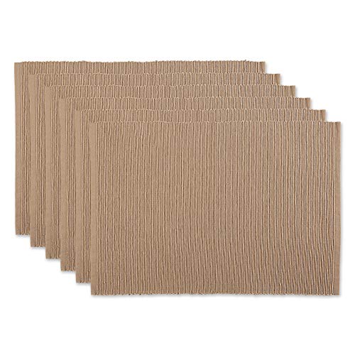 DII Basic Everyday Tischset, gerippt, 100% Baumwolle, 33 x 48 cm, Stein, 6-teilig von DII