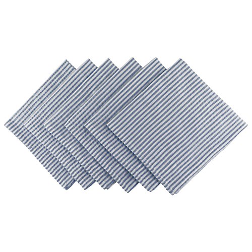 DII Servietten-Set, 100% Baumwolle, gestreift, blau, 6-teilig von DII