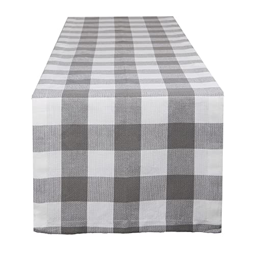 DII Buffalo Check Collection Classic Tischläufer, 35,6 x 25,4 cm, Grau & Weiß von DII