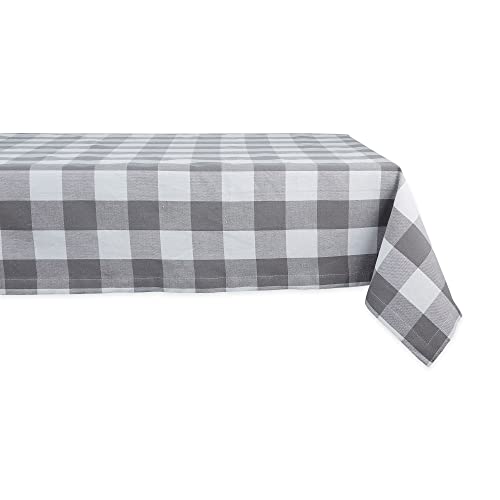 DII Buffalo Check Collection Klassische Tischdecke, 132 x 132 cm, Grau & Weiß von DII