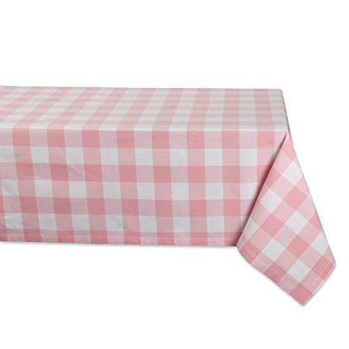DII Buffalo Check Collection Klassische Tischdecke mit Bauernhaus-Motiv, Baumwolle, pink/weiß, 52" x 52" (Square) von DII