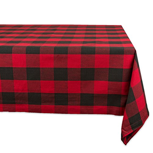 DII Buffalo Check Collection Klassische Tischdecke mit Bauernhaus-Motiv, Baumwolle, rot/schwarz, Tablecloth, 60x120 von DII