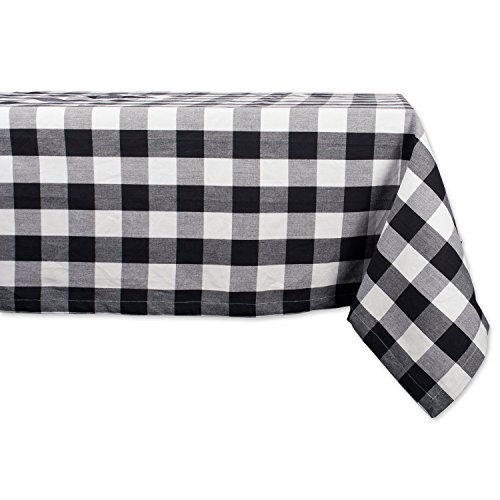 DII Buffalo Check Collection Klassische Tischdecke mit Bauernhaus-Motiv, Baumwolle, schwarz/weiß, Tablecloth, 60x120 von DII