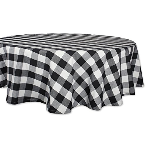 DII Buffalo Check Collection Klassische Bauernhaus-Tischdecke, Baumwolle, Schwarz und Weiß, Tablecloth, 70" Round von DII