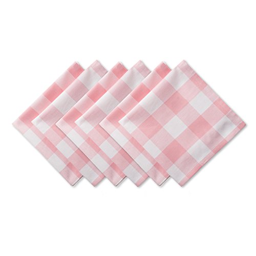 DII Buffalo Check Collection Tischset im klassischen Bauernhaus-Design, Baumwolle, pink/weiß, Napkin Set, 20x20, 6 von DII