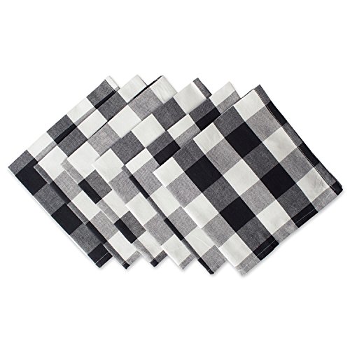 DII Buffalo Check Collection Tischset im klassischen Bauernhaus-Design, Baumwolle, schwarz/weiß, Napkin Set, 20x20, 6 von DII