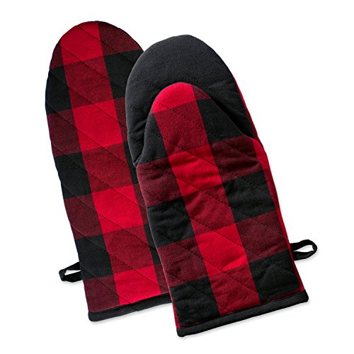 DII Buffalo Check Kitchen Collection Classic Farmhouse Küchenset, Baumwolle, rot/schwarz, Oven Mitt, 2 von DII