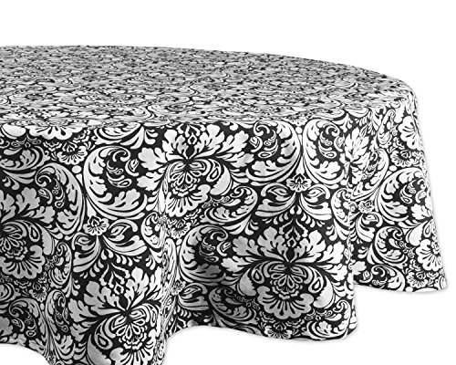 DII Damast-Tischdecke, Baumwolle, rund, 178 cm, Schwarz von DII
