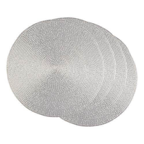 DII CAMZ37626 Platzset, rund, gewebt, Polypropylen, Platin-Silber, 4 Stück von DII