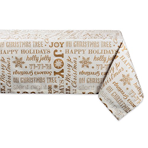 DII CAMZ38043 Tischdecke, Christmas Collage Gold, 60x84 Inches von DII