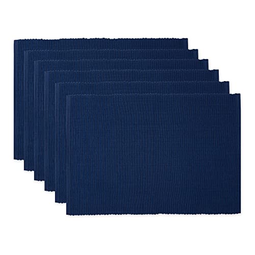 DII Basic Everyday Gerippte Tischset 100% Baumwolle Tischset 13x19 Indigo 6-teilig von DII