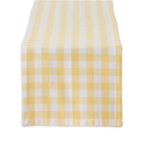 DII Checkered Tabletop Collection 100% Baumwolle, maschinenwaschbar, gelb, Table Runner, 14x108 von DII