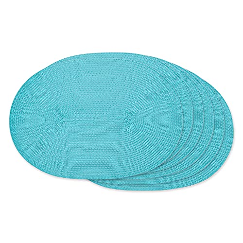 DII Classic Woven Tabletop Collection Tischset für drinnen und draußen, oval, 30,5 x 45,7 cm, Aqua, 6 Stück von DII