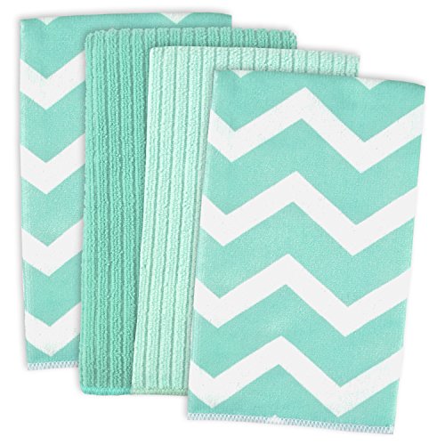 DII Cleaning Collection Mehrzweck-Mikrofaser, Aqua Chevron, Geschirrtuch-Set von DII