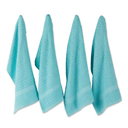 DII Basic Terry Collection Geschirrtuch-Set mit Waffelmuster, Baumwolle, Solid Aqua, 15x26, 4 von DII