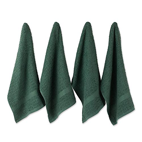 DII Basic Terry Collection Geschirrteile-Set, aus Frotteestoff mit Waffelmuster, 38,1 x 66 cm, einfarbig, Dunkelgrün (Solid Dark Green), 4-teilig von DII