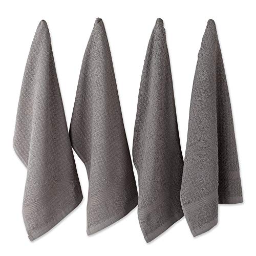 DII Cotton Waffle Terry Dish Towels, 15 x 26 Set of 4, Ultra Absorbent, Heavy Duty, Drying & Cleaning Kitchen Towels-Gray von DII