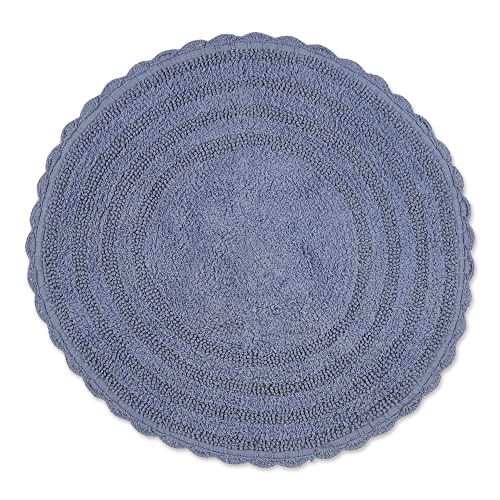 DII Crochet Collection Wende-Badematte, rund, 69,8 cm Durchmesser, Stonewash-Blau von DII