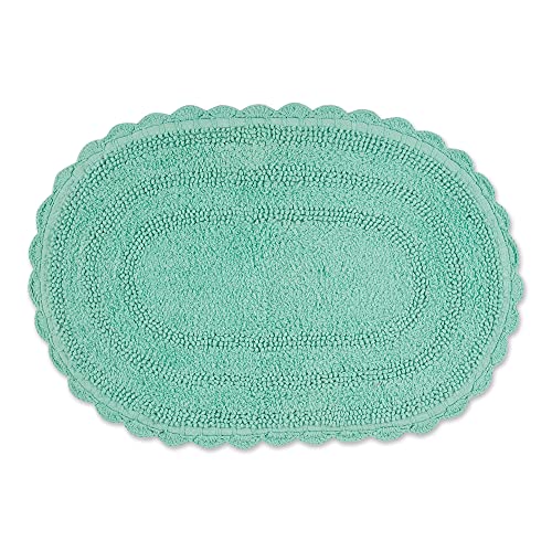 DII Crochet Collection Wende-Badematte, klein, oval, 43 x 61 cm, Aqua von DII