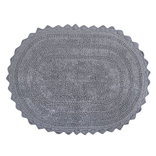 DII Crochet Collection Wende-Badematte, klein, oval, 43 x 61 cm, Grau von DII