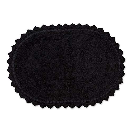 DII Crochet Collection Wende-Badematte, klein, oval, 43 x 61 cm, Schwarz von DII