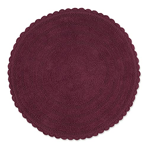 DII Crochet Collection Wende-Badematte, rund, 69,8 cm Durchmesser, Weinrot von DII