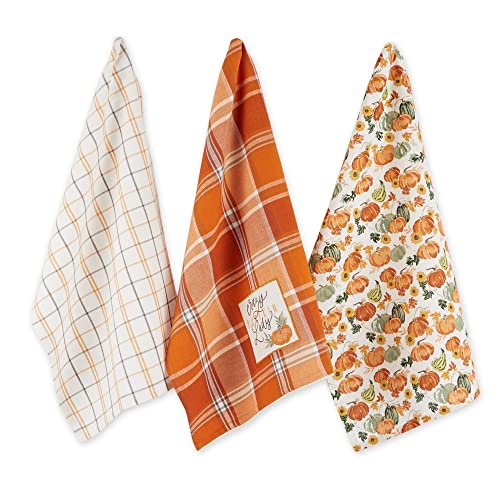 DII Dekoratives Thanksgiving-Küchentücher, saugfähige Baumwolle, Herbst-Geschirrtuch-Set, Geschirrtuch-Set, 45,7 x 71,1 cm, Kürbisdame, 3 Stück von DII