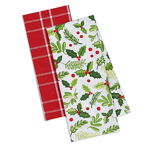 DII Christmas Holiday Dish Towels (Set of 2), Boughs of Holly, 18 x 28 von DII