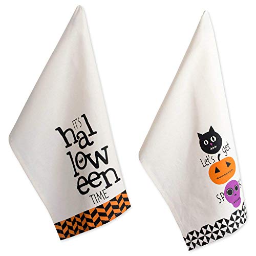 DII Dekoratives Geschirrtuch aus 100% Baumwolle, maschinenwaschbar, für den täglichen Gebrauch in der Küche geeignet, sehr saugfähig, aus Jacquard 2er-Set All Hallows Eve von DII