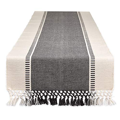 DII Dobby Stripe Gewebter Tischläufer, Textil, Mineralgrau, 13x108 von DII