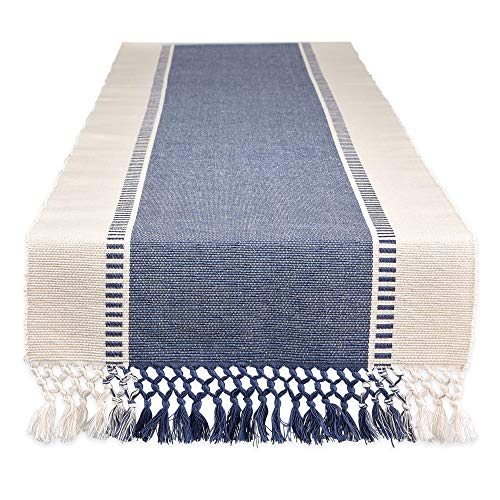 DII Dobby Stripe Gewebter Tischläufer, Textil, blau (French Blue), 13x72 von DII