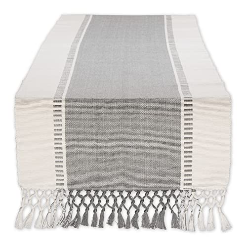 DII Dobby Stripe Woven Table Runner, Baumwolle, Cool Grey, 13x72 von DII