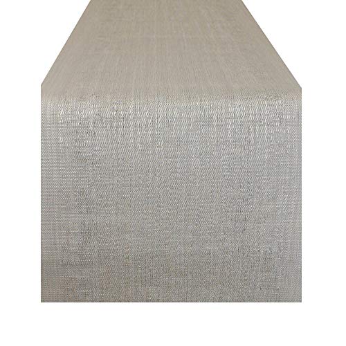 DII PVC-Tischdekoration, gewebt, für den Innen- und Außenbereich, Tischläufer, 33 x 183 cm, Grau von DII