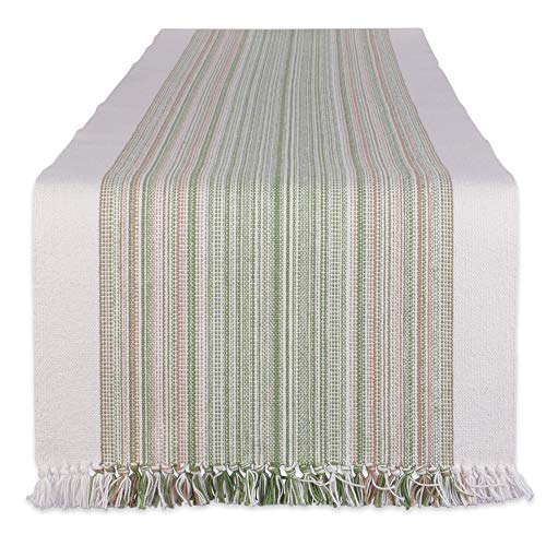 DII Everyday Collection Tischläufer mit Fransen und Streifen, Baumwolle, Thymian, 14x108 von DII