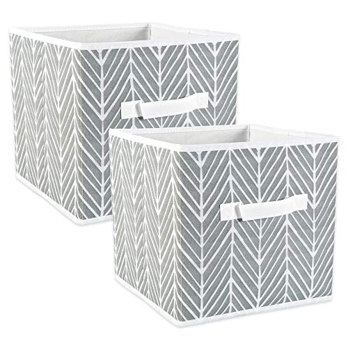 DII Faltbare Stoff Aufbewahrung Container für Kindergärten, Büros, Schränken, Home Décor, Cube Organisatoren & Everyday speicherbedarf, (groß – 27,9 x 27,9 x 27,9 cm) Fischgrätenmuster mint – Set von 2, grau, Large von DII