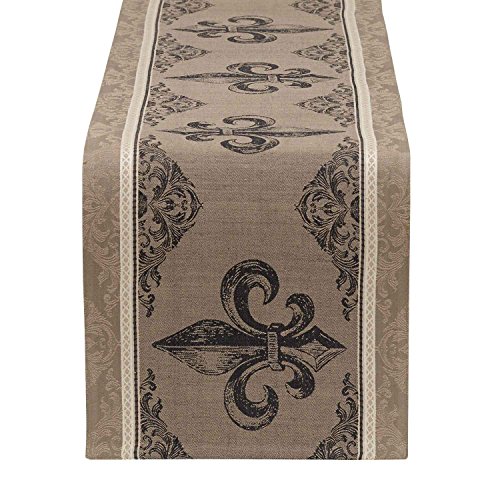 DII Französischer Stil Tabletop Kitchen Collection, Baumwolle, Fleur de Lis Stripe, Reversible Table Runner, 14x72 von DII