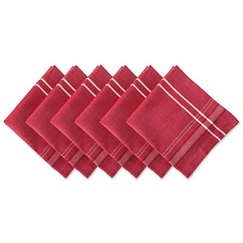 DII French Stripe, Tisch-Servietten-Set, Bauernhaus-Stil, 50,8 x 50,8 cm, Rot Chambray, 6 Stück von DII