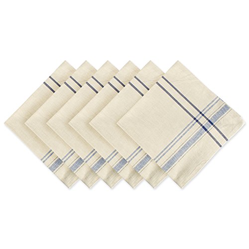 DII French Stripe, Tisch-Servietten-Set, Bauernhaus-Stil, 50,8 x 50,8 cm, Taupe/Blau, 6 Stück DII French Stripe, Tisch-Servietten-Set, Bauernhaus-Stil, 50,8 x 50,8 cm, Taupe/Blau, 6 Stück von DII