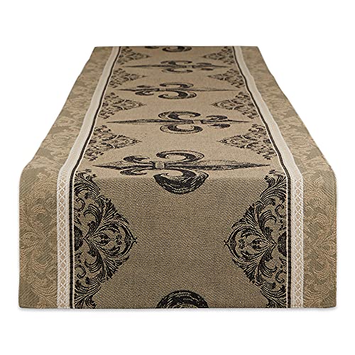 DII French Style Collection 100% Baumwolle, maschinenwaschbar, Jacquard-Tischplatte, Fleur de Lis Stripe, Reversible Table Runner, 14x108 von DII