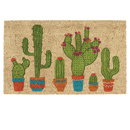 DII Florales Design Saisonale Fußmatten, Kokosfaser, Cactus, 17x29 von DII