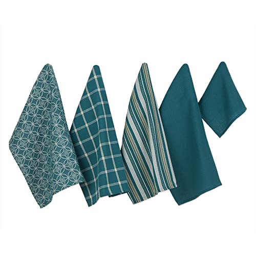 DII Geschirrtuch-Set, gewebt, ca. 45 x 70 cm, Geschirrtuch (33 x 33 cm), Blaugrün, 5-teilig von DII