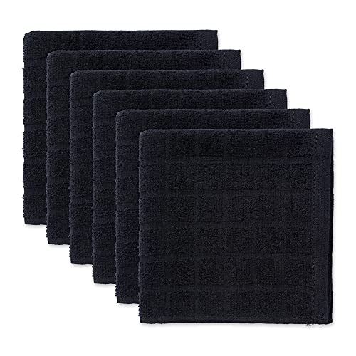 DII Basic Terry Collection Geschirrtuch-Set für Fensterscheiben, Baumwolle, schwarz, 12x12, 6 von DII