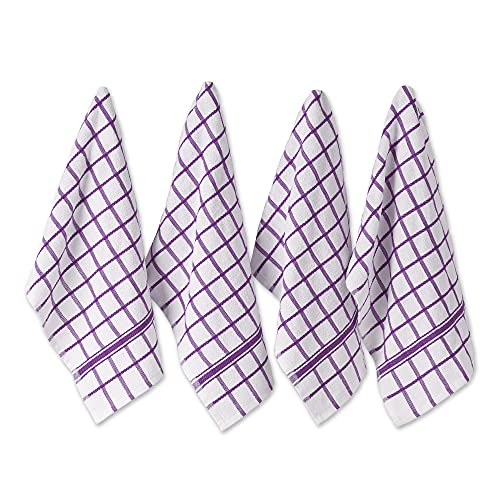 DII Basic Terry Collection Windowpane Geschirrtuch-Set, Baumwolle, aubergine, 16x26, 4 von DII