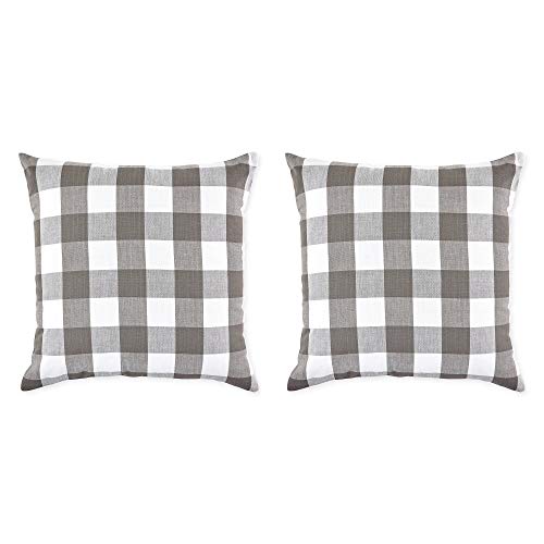 DII Gingham/Check Kissenbezug, Stoff, Buffalo Gray/Weiß, 20x20 von DII